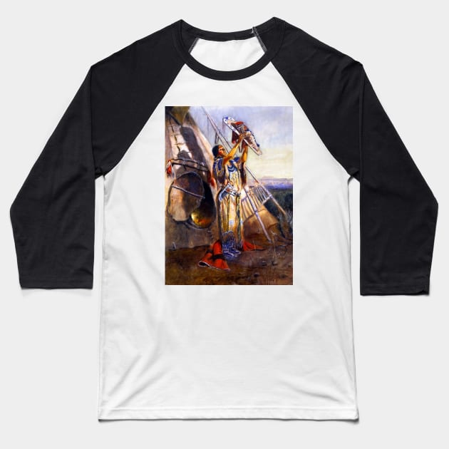 “Sun Worship in Montana” by Charles Russell Baseball T-Shirt by PatricianneK